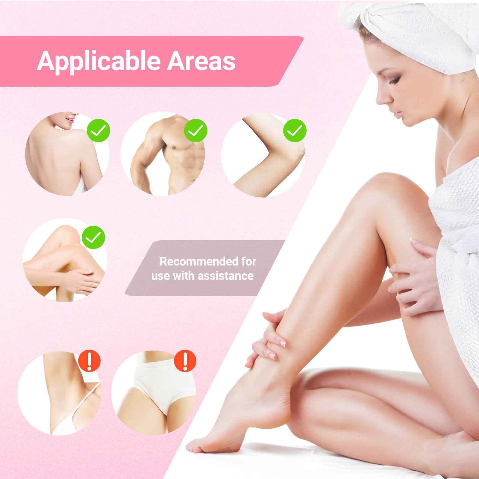 Waxpro Roll On Wax Kit for Women - Easy to Use - At-Home Hair Removal for Body (Arms & Legs) with 2 Honey Wax Roller Cartridges & 50 Strips (Pink)