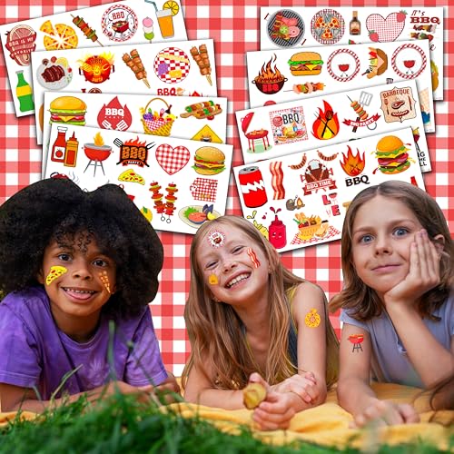 BBQ Temporary Tattoos for Kids - 96 PCS (8 Sheets)