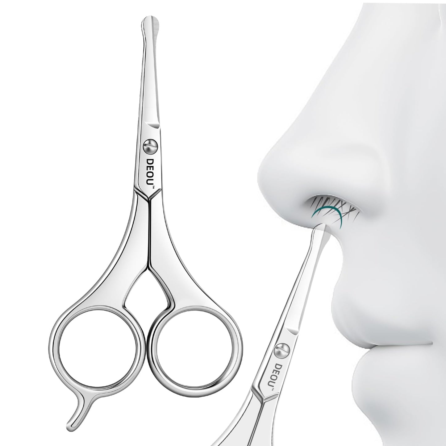 DEOU Nose Hair Trimmer - Paris Tower - Inspired Design with Tail Handle - Premium Stainless Steel - All - in - One Grooming & Multipurpose Shears - Safe, Hygienic & Portable