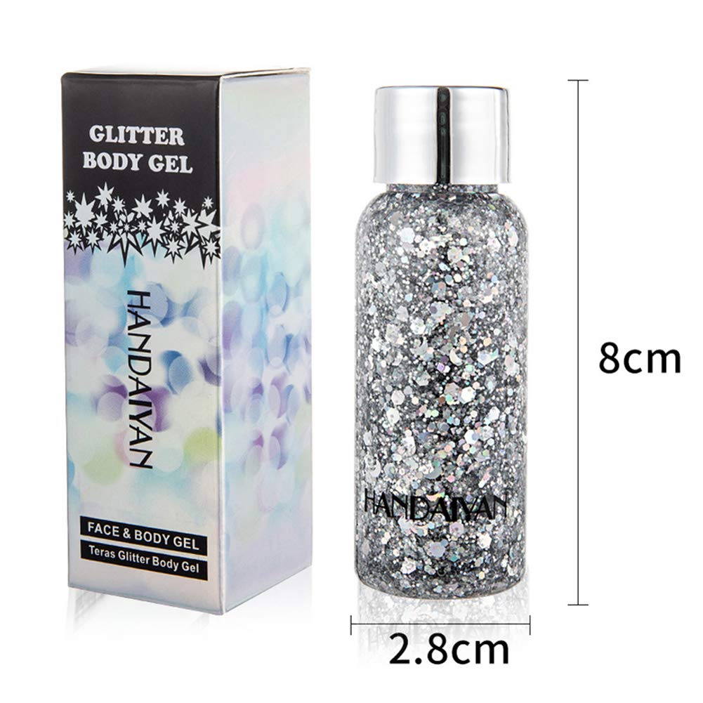 GL-Turelifes Mermaid Sequins Chunky Glitter Liquid Eyeshadow Glitter Body Gel Festival Glitter Cosmetic Face Hair Nails Makeup 30g