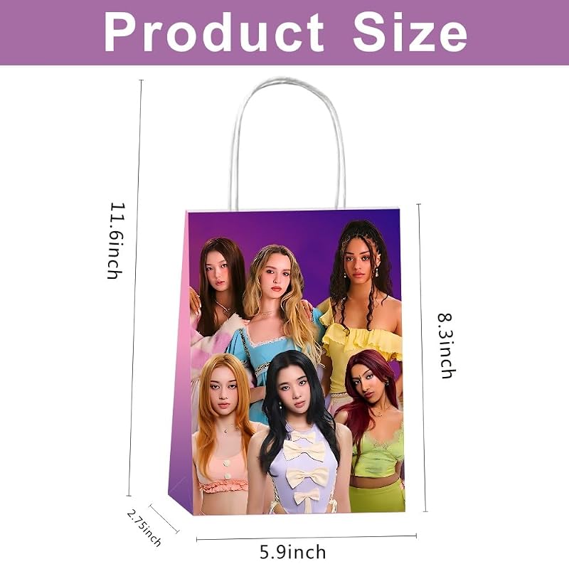 Katseye Gift Bags with Handles, 12pc Party Goodie Bags