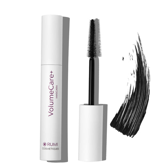 Rumi Cosmetiques VolumeCare+ Mascara For Mature Women - Extreme Length and Volume 2-in-1 Formula - No Clumps or Flaking, Long-Wearing, Hypoallergenic Mascara For Sensitive Eyes (Natural Black)