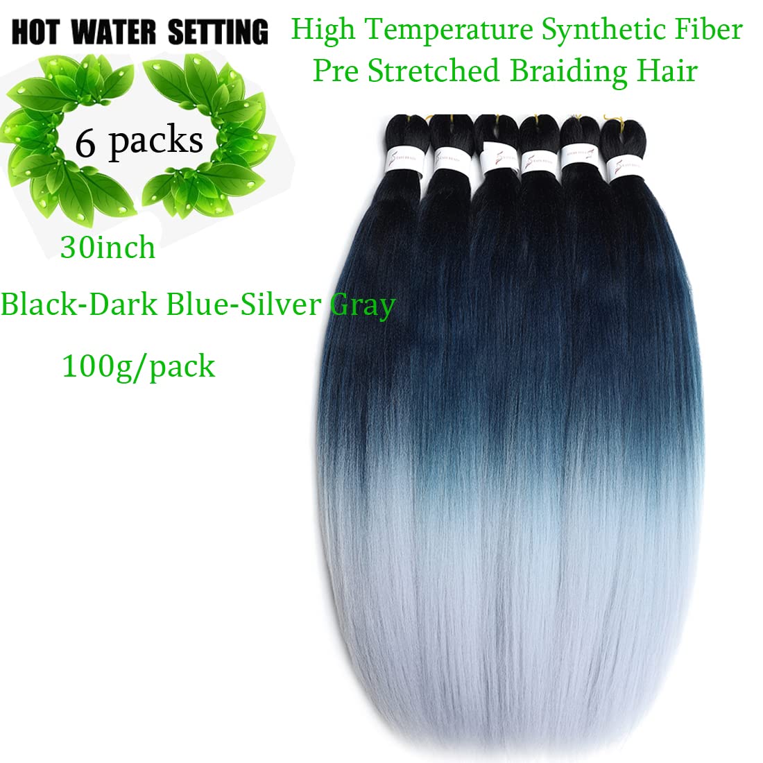 Pre stretched Braiding Hair 30 Inch 6 Packs Professional Braids Hair Extensions High Temperature Synthetic Fiber Braid Hair Crochet Twist Soft Yaki Texture Hot Water Setting(30inch,C19)