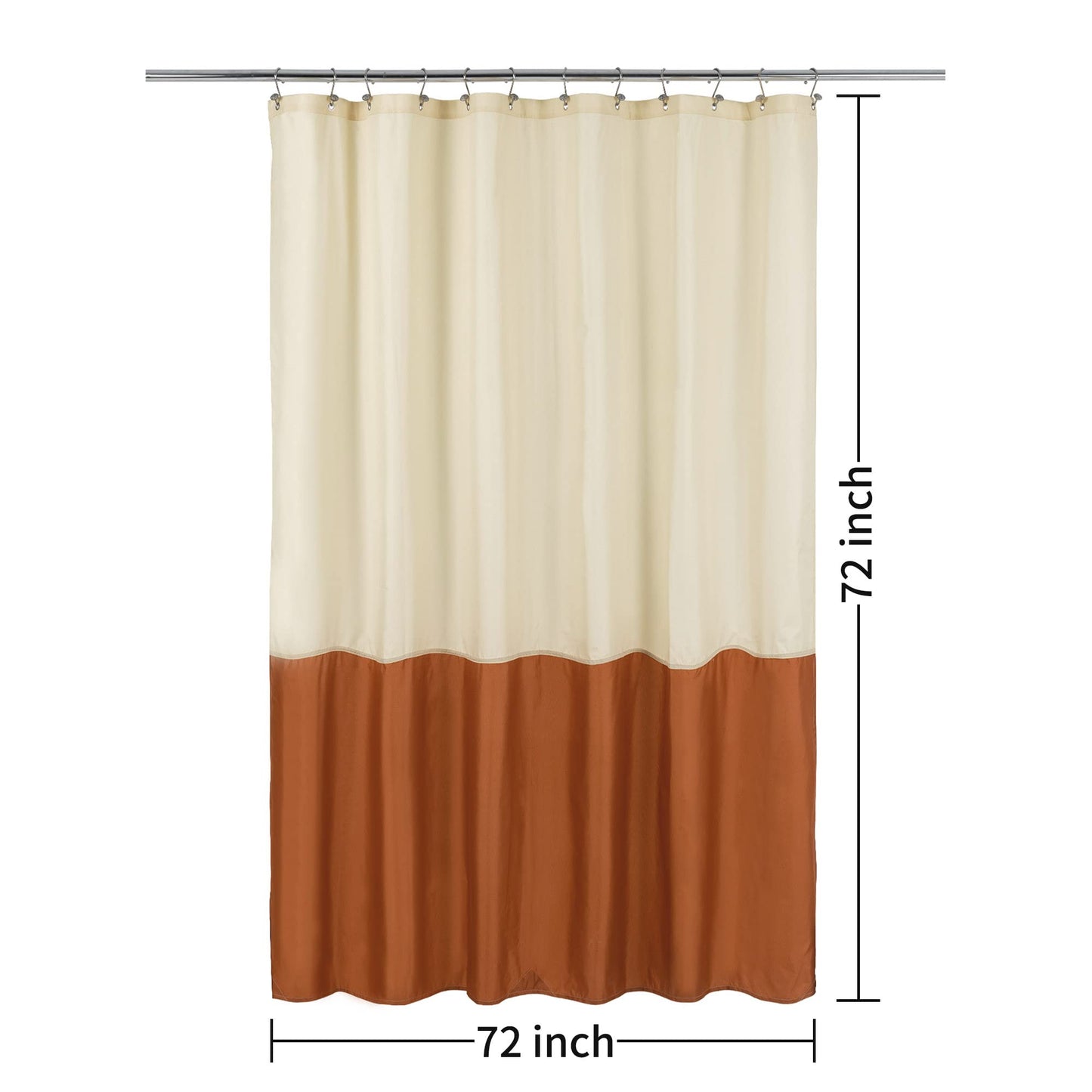 ALYVIA SPRING Waterproof Fabric Shower Curtain Liner - Soft & Light-Weight Cloth Shower Liner, 3 Bottom Magnets, Hotel Quality & Machine Washable - Standard Size 72x72, Cream and Orange