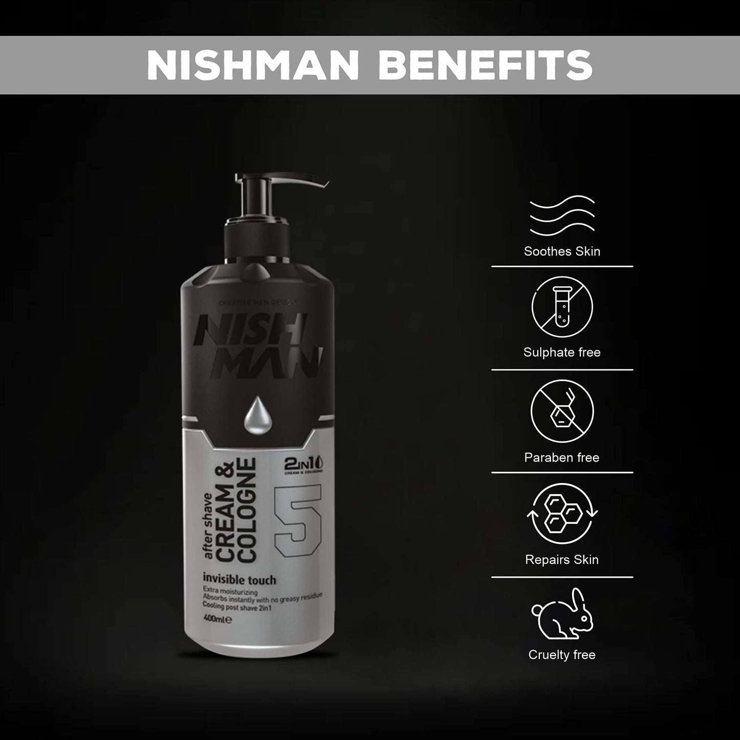 nishman Skin Care Series (05 NEW INVISIBLE TOUCH CREAM&COLOGNE 2in1, 400ml)