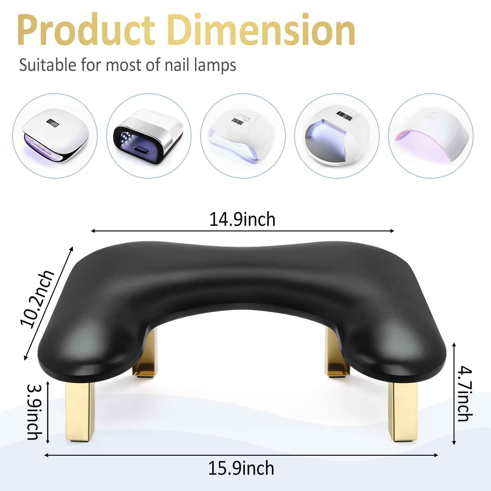 Nail Arm Rest, Arm Rest for Nails Tech, Foldable Nail Tech Client Arm Rest, PU Leather Nail Hand Rest, U Shape Manicure Hand Rests for Foot Hand Rest, Black