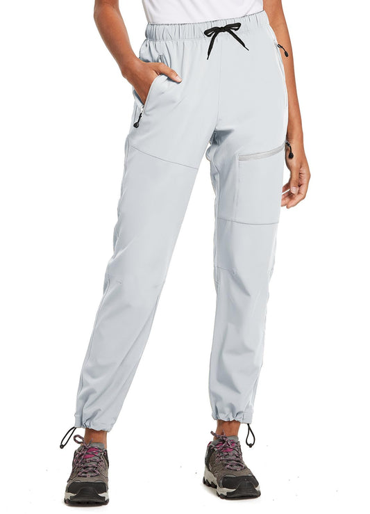 BALEAF Women's Petite Hiking Pants Lightweight Quick Dry Water Resistant Cargo Pants 27'' Inseam for All Seasons Cool Gray Size S