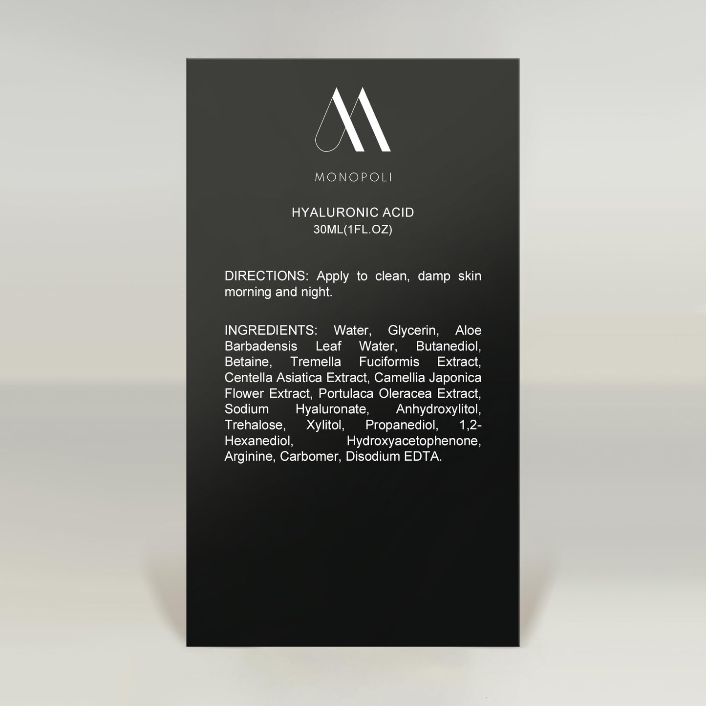 Monopoli Skin Hyaluronic Acid Facial Serum | Intense Hydration for Plump, Bouncy Skin | Snow Mushroom & Hyaluronic Blend | Essential for Deep Moisture | Single 30ml