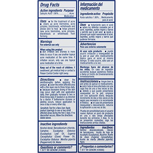 ASEPXIA Acne Astringent Lotion 1.86% Salicylic Acid for Pimples Blackheads Clogged Pores, 4 oz