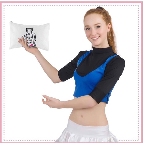 18 Pieces Cosmetic Cheer Bag Cheerleader Gifts Canvas Cheer Makeup Case Portable Travel Cheerleading Bag Toiletry Zipper Pouch for Teen Girls Women Teammates, 2 Colors