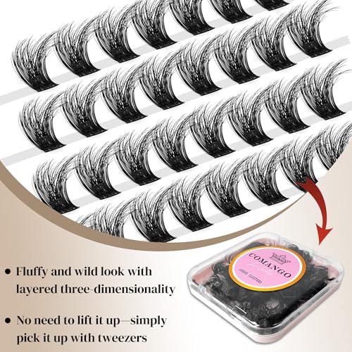CoMango 180PCS Lash Clusters 3D Fluffy DIY Eyelash Extensions Soft