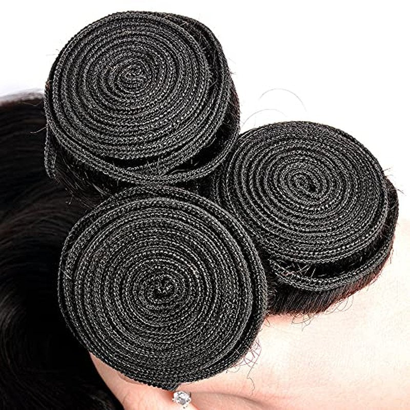 DiexrLamx Natural Black Straight Human Hair Bundles - 3 Pack