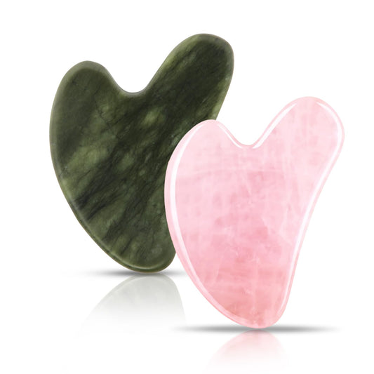 Contrybox Gua Sha Facial Tools 2 Pack, Guasha Tool for Face & Eye Gua Sha Stone for Puffiness Reducing & Jawline Sculpting Face Stone Gua Sha Tools for Skin Care GuaSha Stone Tool, Pink and Green