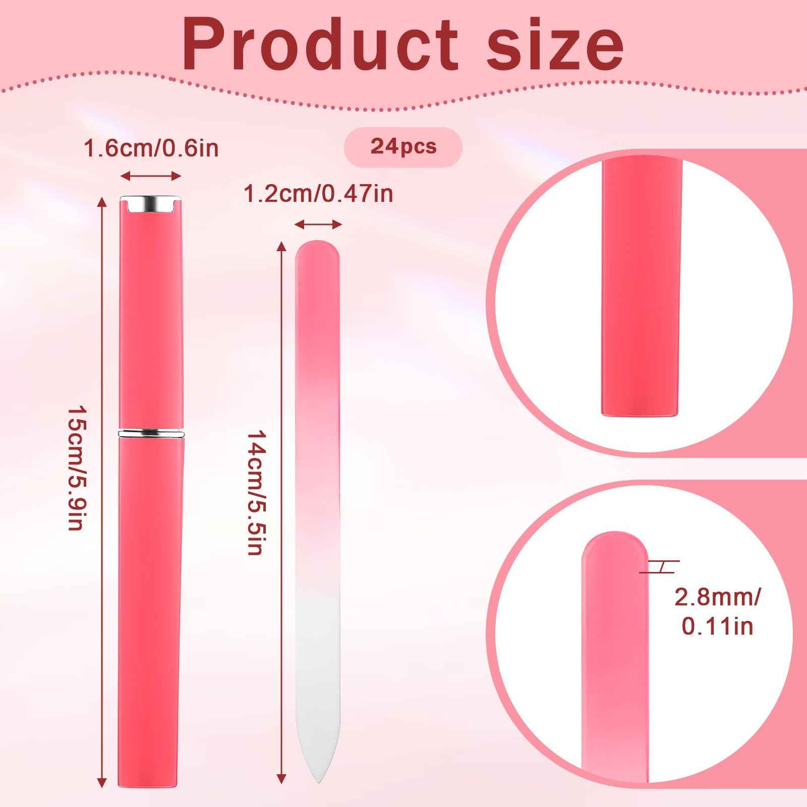 BOHUIZ 24Pcs Glass Nail File with Case, Double Sided Finger Nail Files Crystal Professional Fingernail Files Set Manicure Women Care for Natural, Pedicure, Artificial, Fake Nails