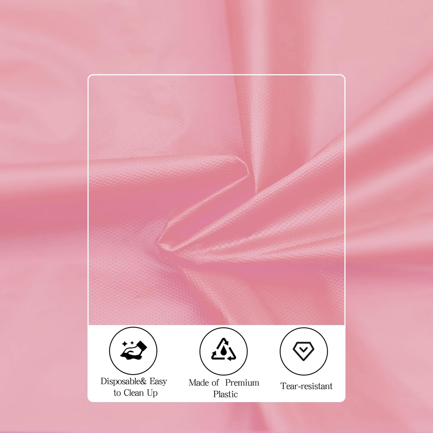 tujol Pink 6 Pack Plastic Table Cloth 84", Disposable Round Tablecloth Table Cover, Plastic Table Cloths for Parties