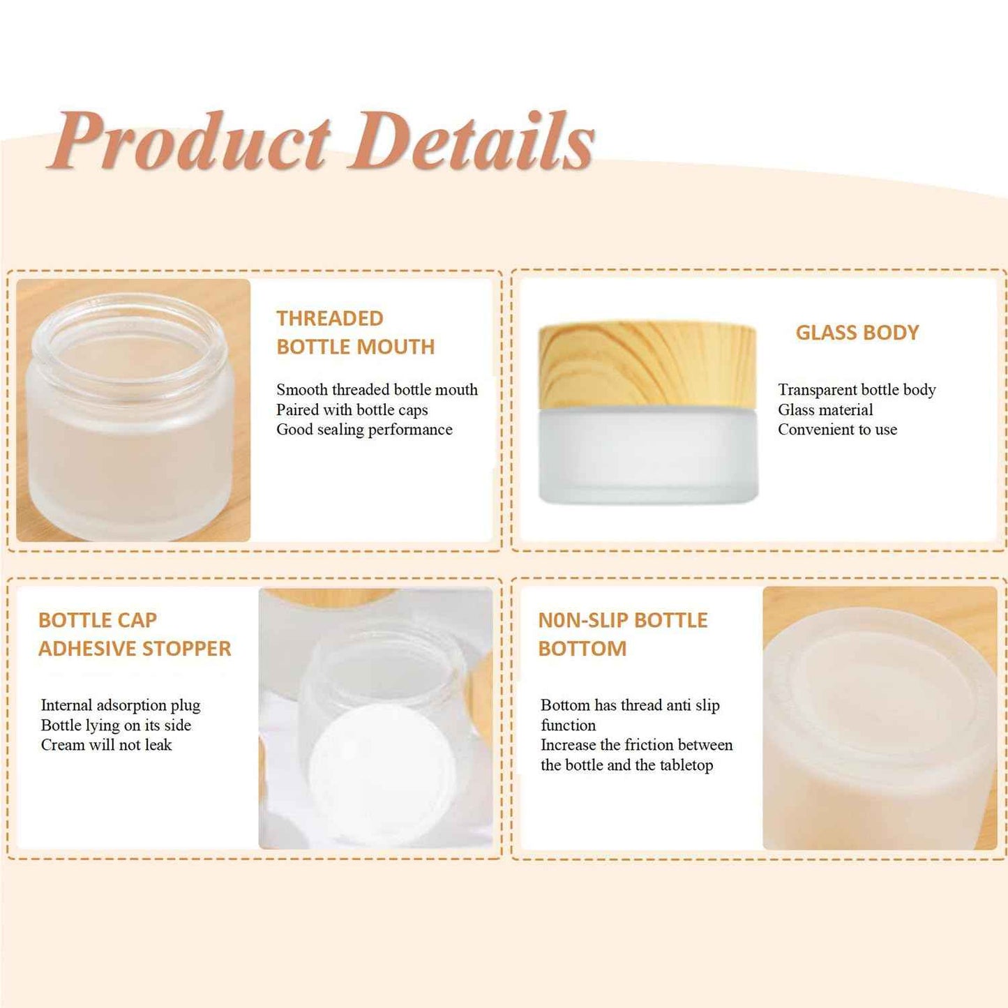 8Packs Frosted Glass Jar with Lids Empty Frosted Cream Jars Bottle Vials Refillable Cosmetic Containers Jar Pot Sample Jars Containers for Lotion Lip Balm Eye Cream(8pcs,5g)