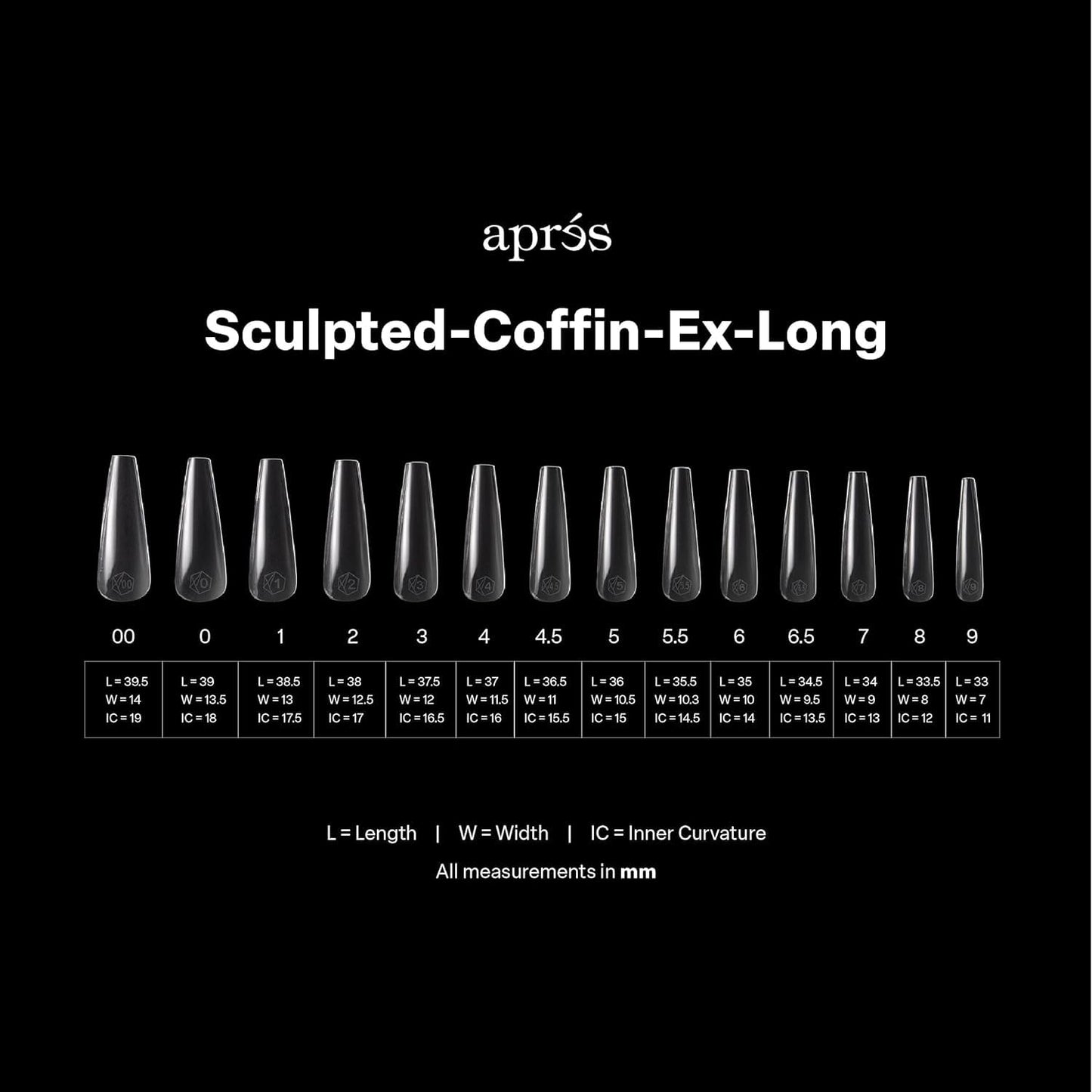 Apres Gel-X® Sculpted Coffin Extra Long Nail Tips | Premium Quality, 14 Sizes 00-9 | Half-sizes Included (Clear, 350)…