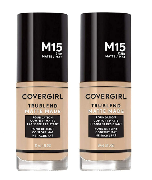 COVERGIRL Trublend Matte Made Liquid Foundation, M15 Buff Beige, 1.01 Fl Oz, 2 Count