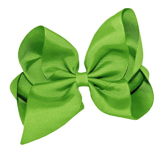 WD2U Girls 6" Classic Style Large Boutique Grosgrain Hair Bow Alligator Clip Apple Green