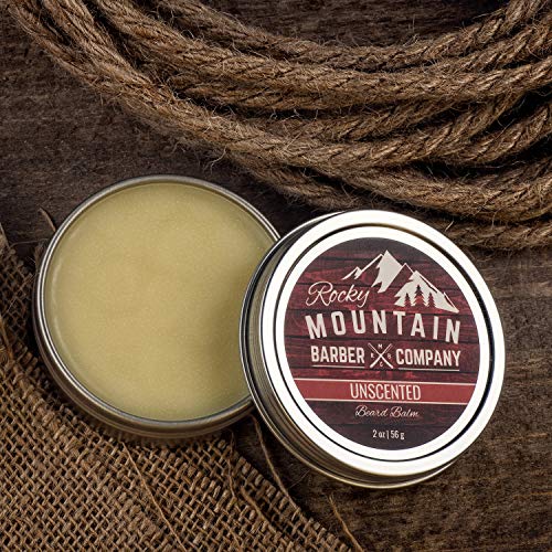 Rocky Mountain Barber Company Beard Balm - Classic Unscented - 100% Natural - Premium Wax Blend with Nutrient Rich Bees Wax, Jojoba, Coconut Oil