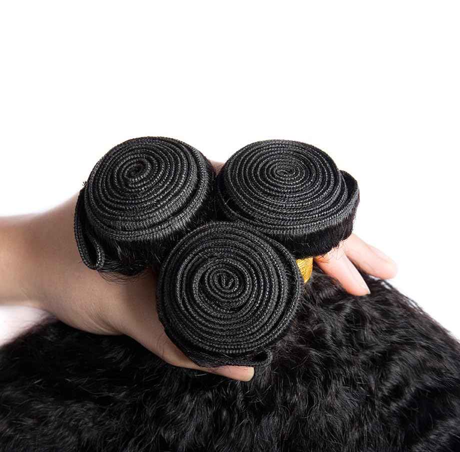 Yaki Straight Human Hair Bundles Kinky Straight Bundles Natural Black Color Double Weft 14 16 18 Inch Yaki Bundle Brazilian Virgin Remy Hair Extensions Quick Weave For Women Deals