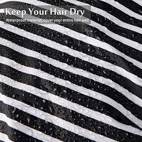 4 Pcs Shower Caps for Women, Waterproof Reusable Shower Hair Caps Bowknot Satin Bath Hair Caps Elastic Hem Turban Bath Caps for Long Short Curly Hair Women Girls (Stripe)