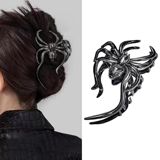 AIUPUOC Black Gothic Large Hair Claw Clips for Women - Nonslip Acrylic Spider Barrettes and Hair Accessories for Hair Styling, Decorations and Halloween