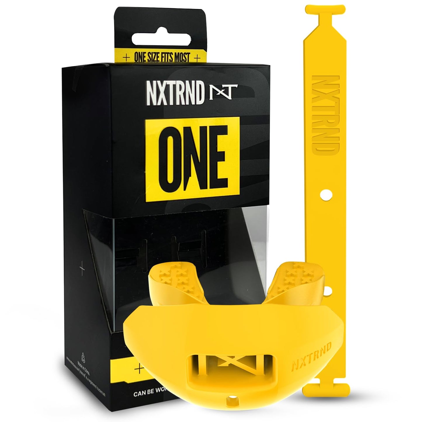 Nxtrnd One Football Mouth Guard, Strap Included, Fits Adult & Youth (Yellow)