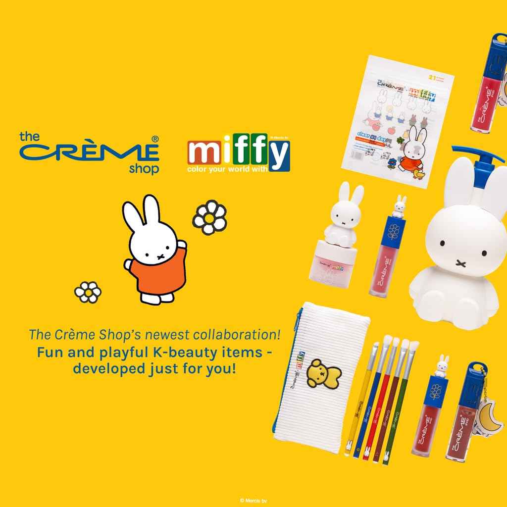 The Crème Shop Miffy Everyday Essentials Eyeshadow Brush Set and Travel Bag, Cute Miffy Pouch, 5 Eye Makeup Brushes, Korean Beauty, Blending Brush, Shading Brush, Precise Brush, Angled Shading