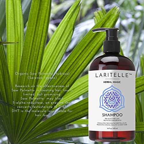 Laritelle Organic Unscented Shampoo | Hair Strengthening & Clarifying | Hypoallergenic, Sulfate-Free | With Rosemary & Saw Palmetto