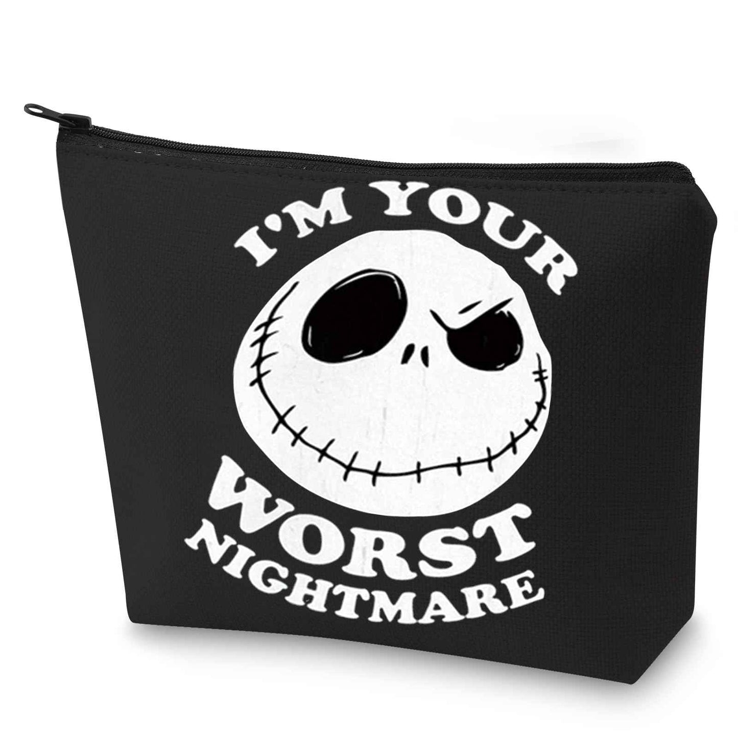WZMPA Funny Jack Cosmetic Bag Jack Fans Gifts I'm Your Worst Nightmare Makeup Zipper Pouch Bag Horror Fairy Tales Merchandise (Worst Nightmare -BL)