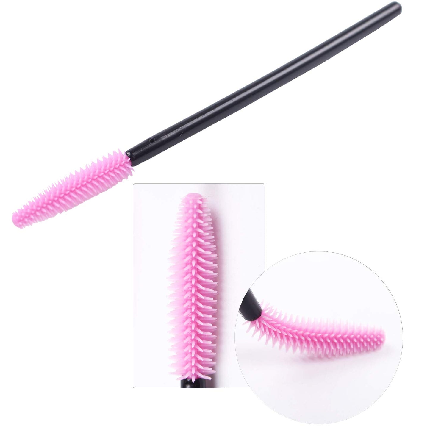 BIHRTC Pack of 100 One-Off Disposable Silicone Eyelash Mascara Brushes Wands Applicator Eyebrow Brush Makeup Tool Kit Set