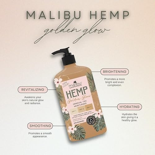 Malibu Tan Hemp Golden Glow Skin Firming Lotion, Medium Deep, 18 fl oz (530 ml) - 1-PACK