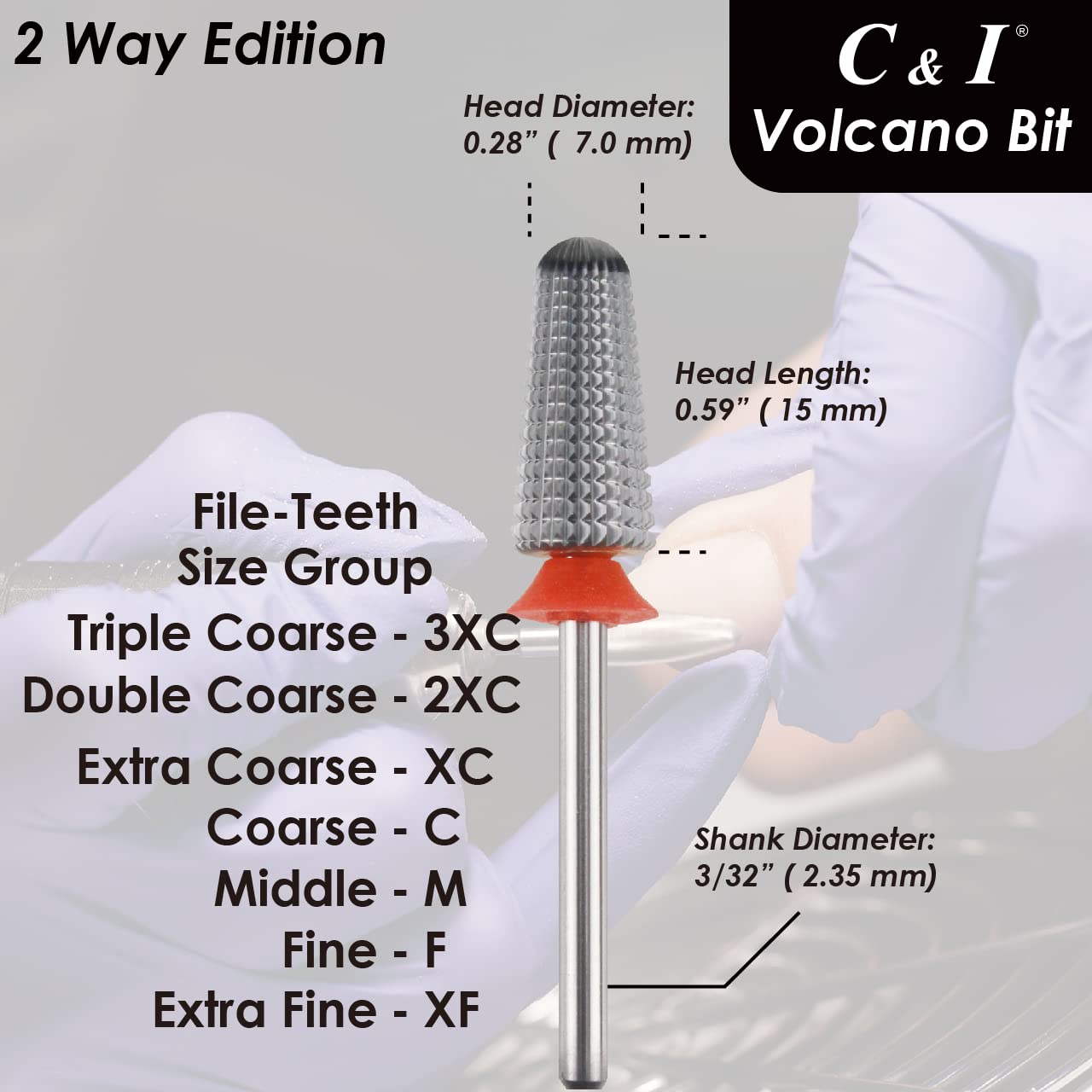 C&I Volcano Nail Drill, 2 Rotate Directions Design, Both for Left handed and Right Handed Nail Lovers, for Manicure Drill Machine (Fine)