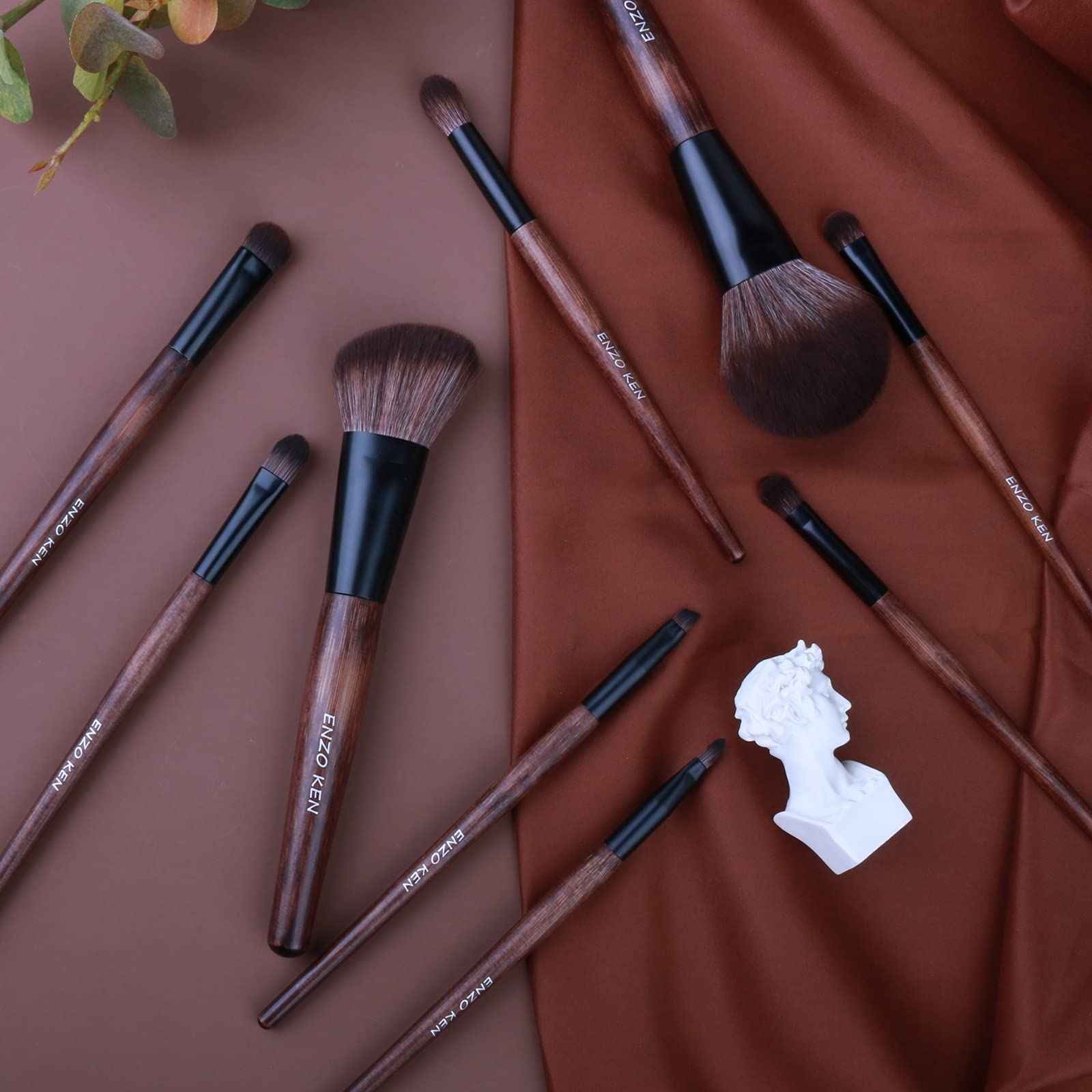 Bamboo Makeup Brushes Set Professional, Sable Makeup Brush Set with Case by Luxury ENZO KEN, Cosmetic Brushes Makeup Set, Make up Brushes Set Professional, Natural Hair Makeup Brush Set Professional.