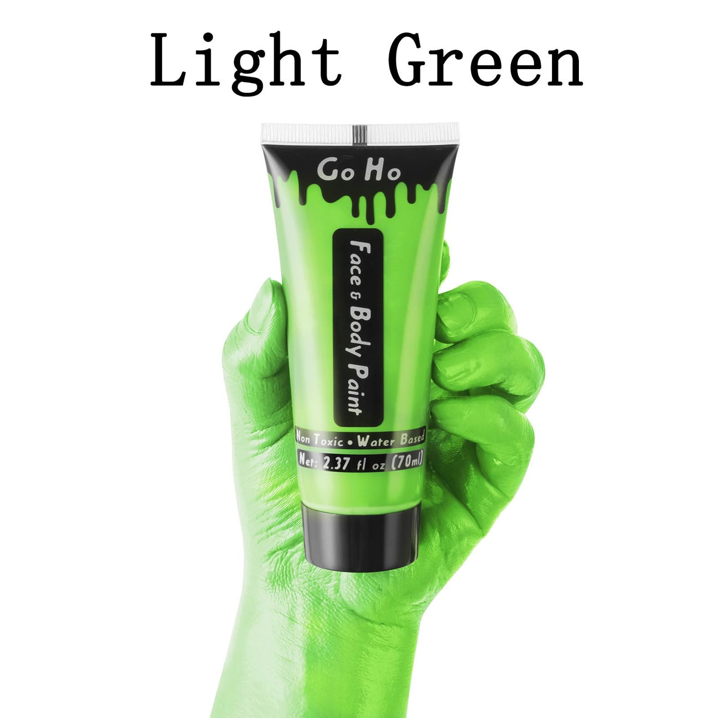 Go Ho Light Green Face Body Paint Washable(2.37oz),Water Based Cream Green Face Paint,Hulk Gamora Grinch Makeup,Green Body Paint for SFX Cosplay Costumes Festivals Halloween&St. Patrick's Day