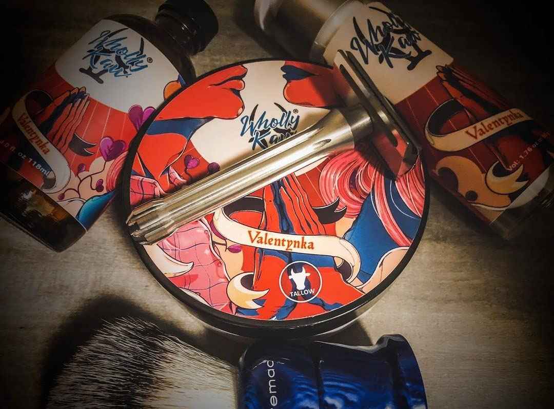 Valentynka Tallow Shaving Soap. Enriched with Donkey Milk, Water Buffalo Milk, Whey Proteins, Omega 3, Omega 6, Hops Extract. Canadian Fir, Leather, Orange, Jasmine, Sugar, Amber, Saffron, Cedarwood