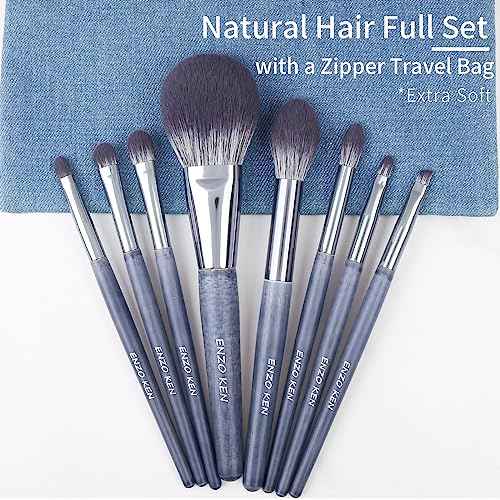 Natural Purple Badger Hair Makeup Brushes Set Professional, Walnut Makeup Brush Set with Case, Cosmetic Brushes Makeup Set, Natural Makeup Brushes, Natural Bristle Makeup Brushes - ShuiMo