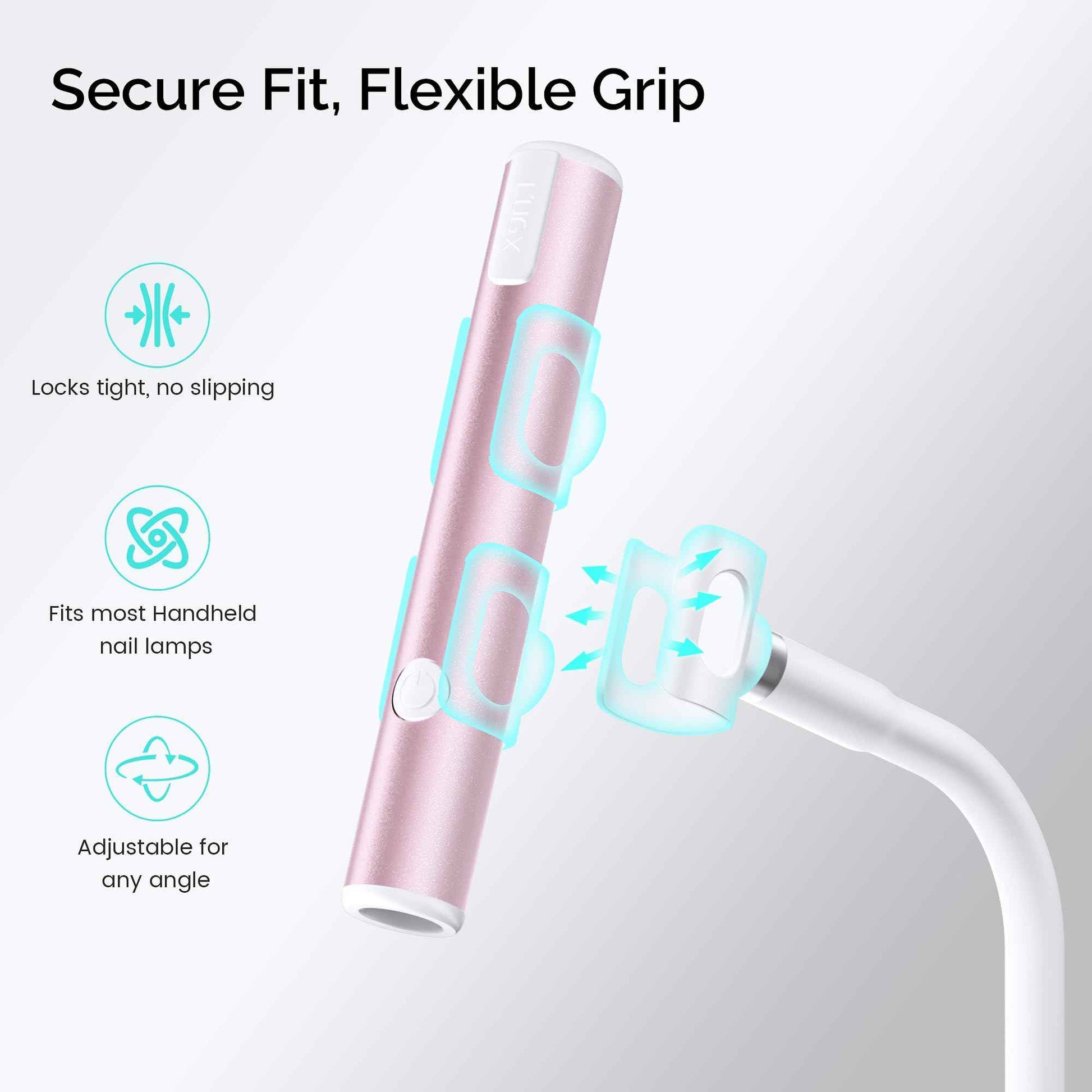 L'UGX Magnetic Handheld uv Light for Gel Nails Stand – 360° Rotating Iron Base Holder, Strong Magnetic Mount for Gel Nail Dryer Pen,Detachable Support for Manicure Table or Salon Use