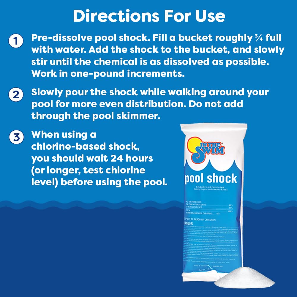 In The Swim Pool Shock – 68% Cal-Hypo Granular Sanitizer for Crystal Clear Water – Defends Against Bacteria, Algae, and Microorganisms- 24 X 1 Pound