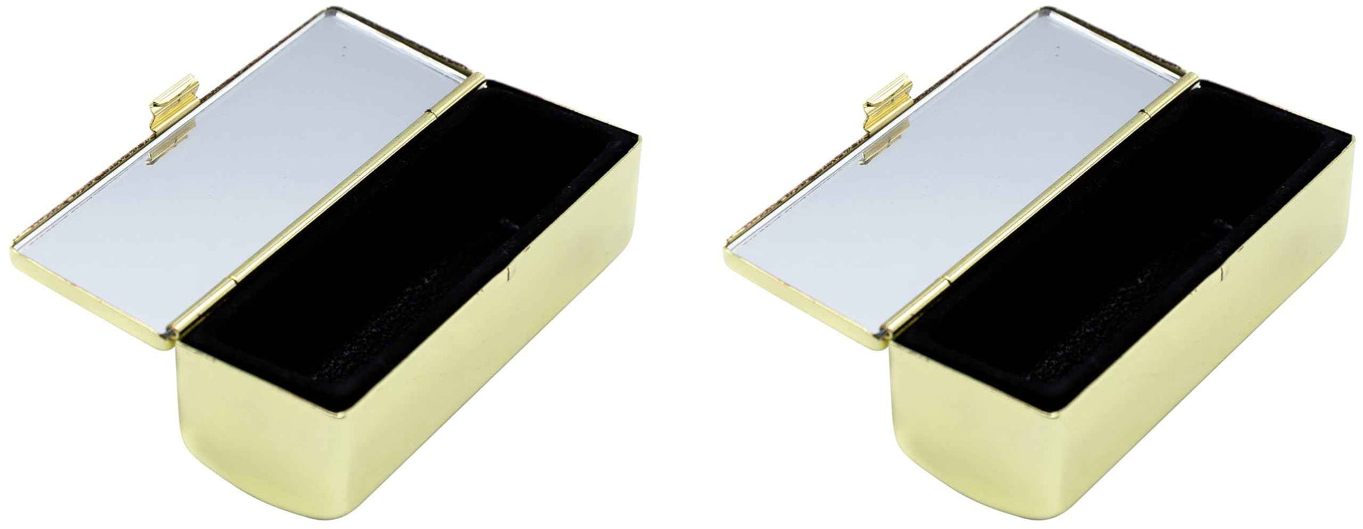 Stephanie Imports Set of 2 Rectangular Vintage Lipstick Cases With Glass Mirror (Gold Drops)