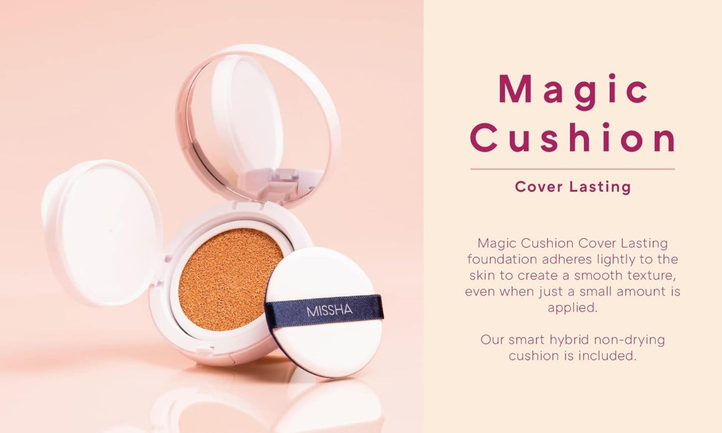 MISSHA Magic Cushion Foundation No.23 (2 Pack) Natural Beige for light with neutral skin tone Flawless Coverage, Dewy Finish, Easy Application for All Skin Types