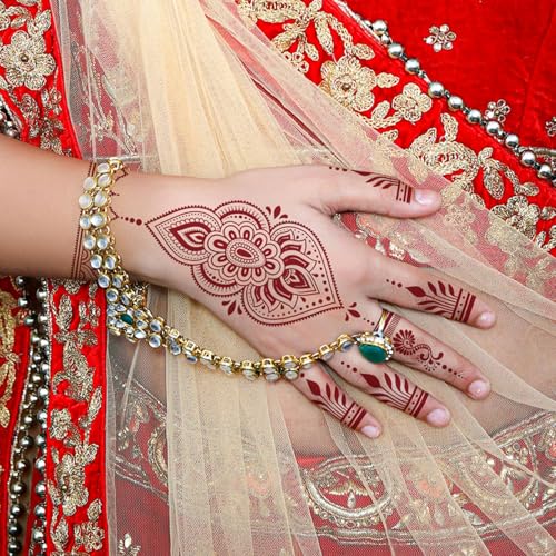 CHARLENT 12 Sheets Henna Tattoos for Women - Waterproof Temporary Body Art