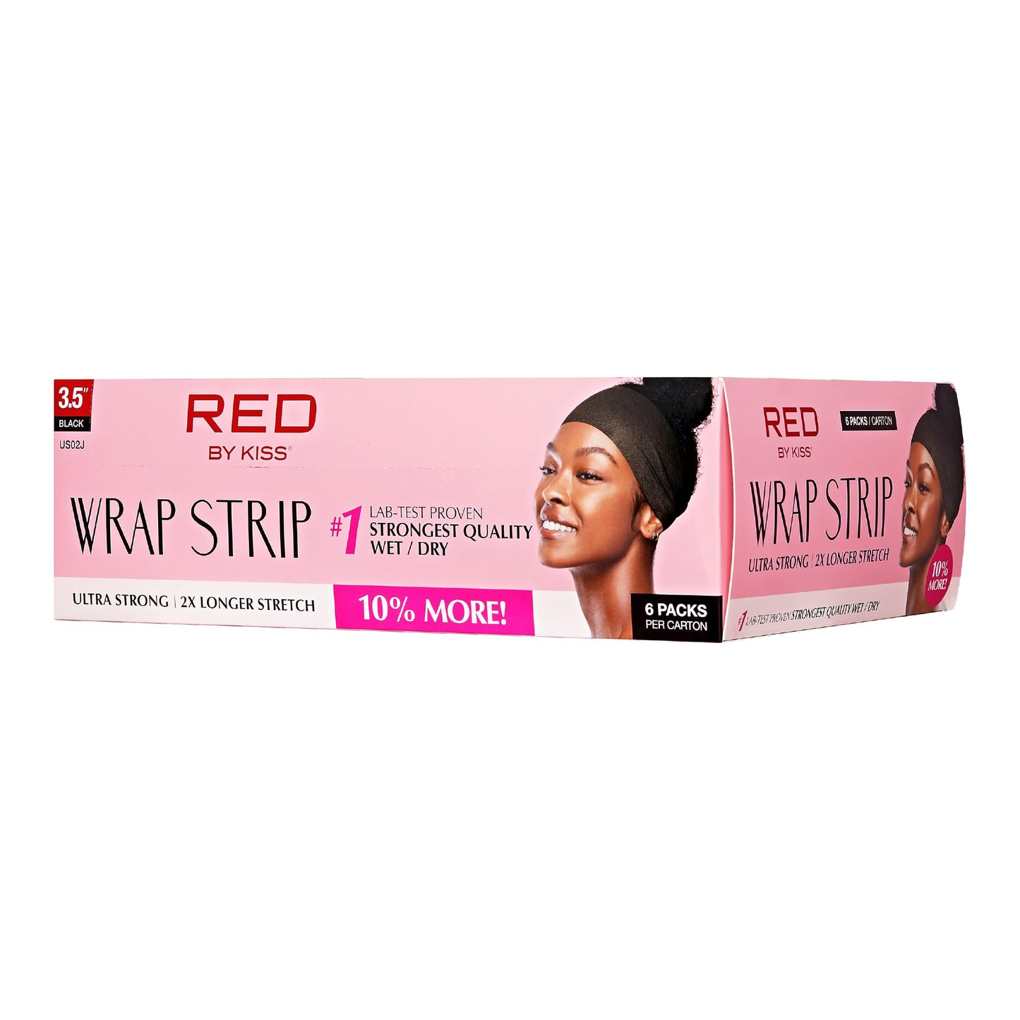 Red by Kiss Wrap Strip, Ultra Strong 2X Longer Stretch Wide Styling Wrap, 44 Strips, Wrap Strip for Natural Hair and Molded Styles, Suitable for Wet/Dry Hair, Black-3.5" (6 PACK)