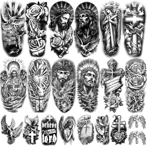 Christian Temporary Tattoos - 77 Sheets Religious Jesus Christ Cross