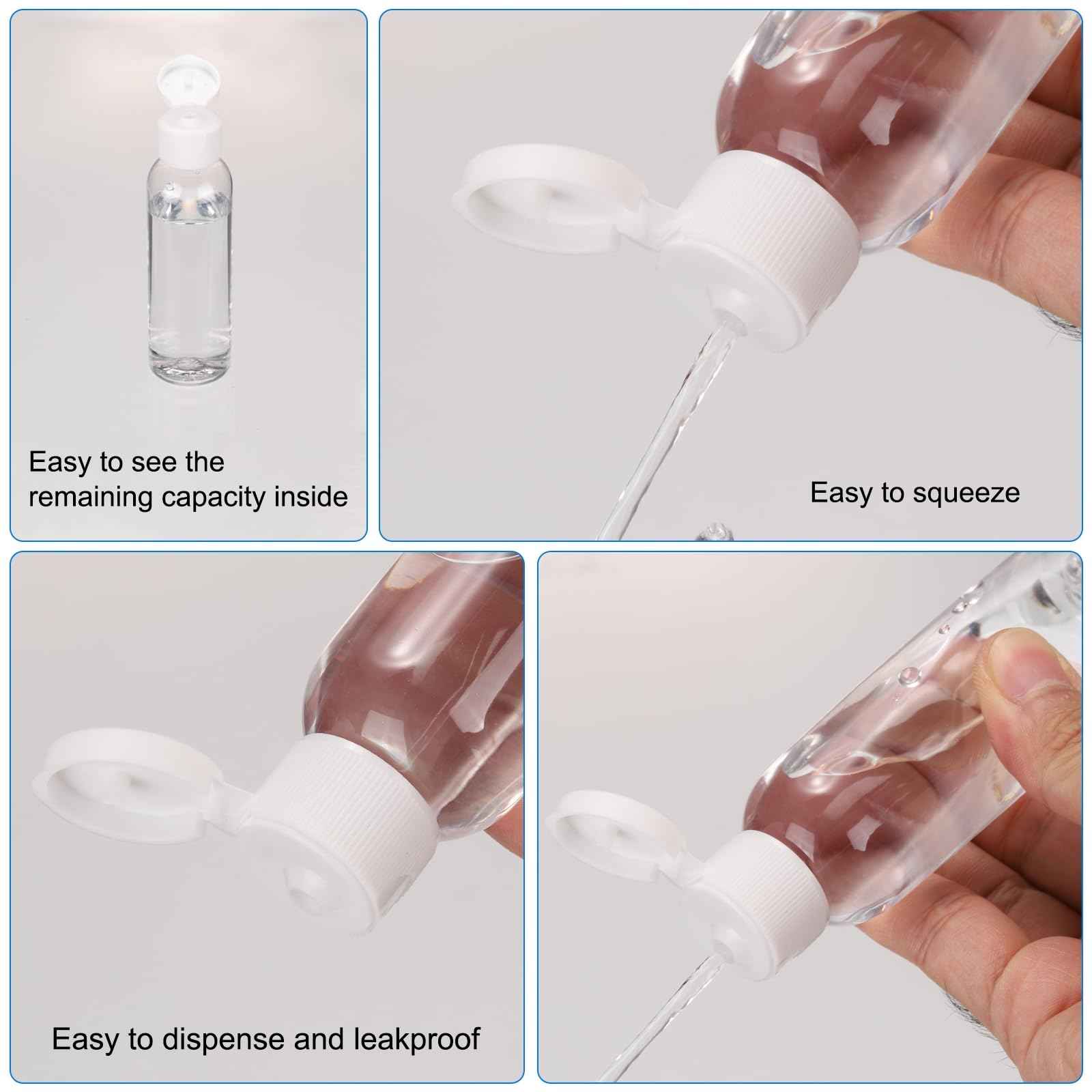 uxcell 2 Oz Plastic Bottles with Flip Caps, 10 Pcs Reusable Travel Size Containers with Lids Plastic Squeeze Refillable Dispensing Bottles for Shampoo, Body Soap, Toner(Green Black)