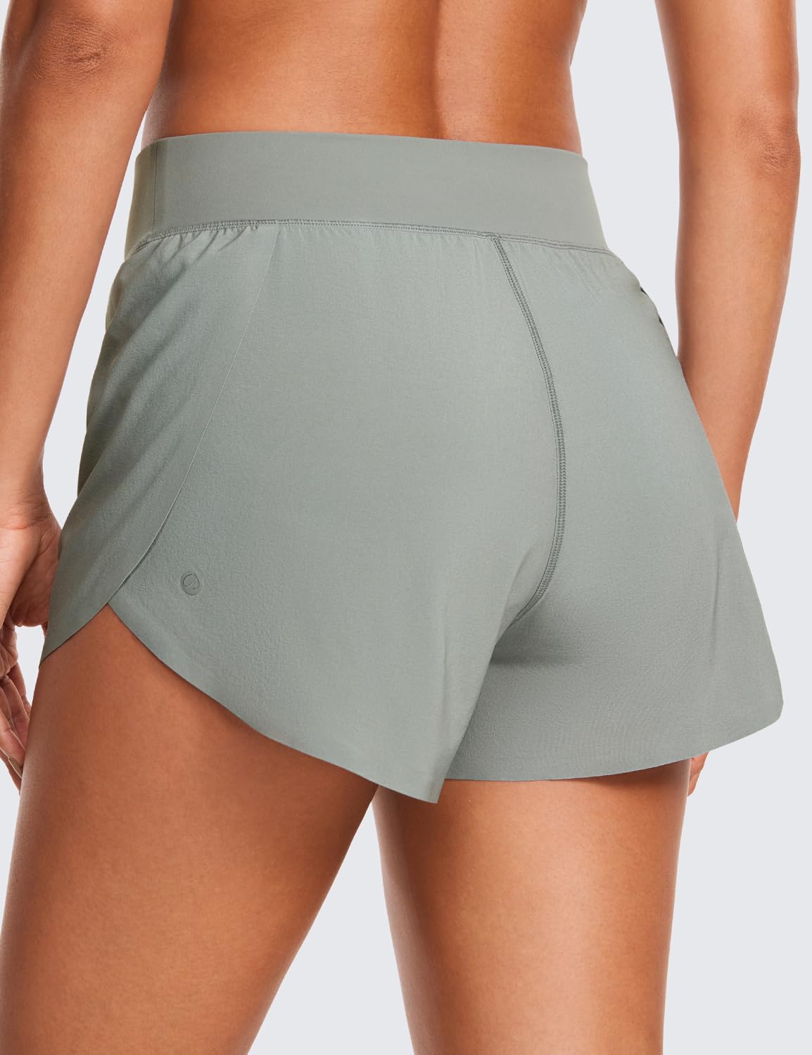 CRZ YOGA High Waisted Dolphin Athletic Running Shorts for Women High Split Comfy Mesh Liner Gym Workout Track Shorts Sterling X-Small