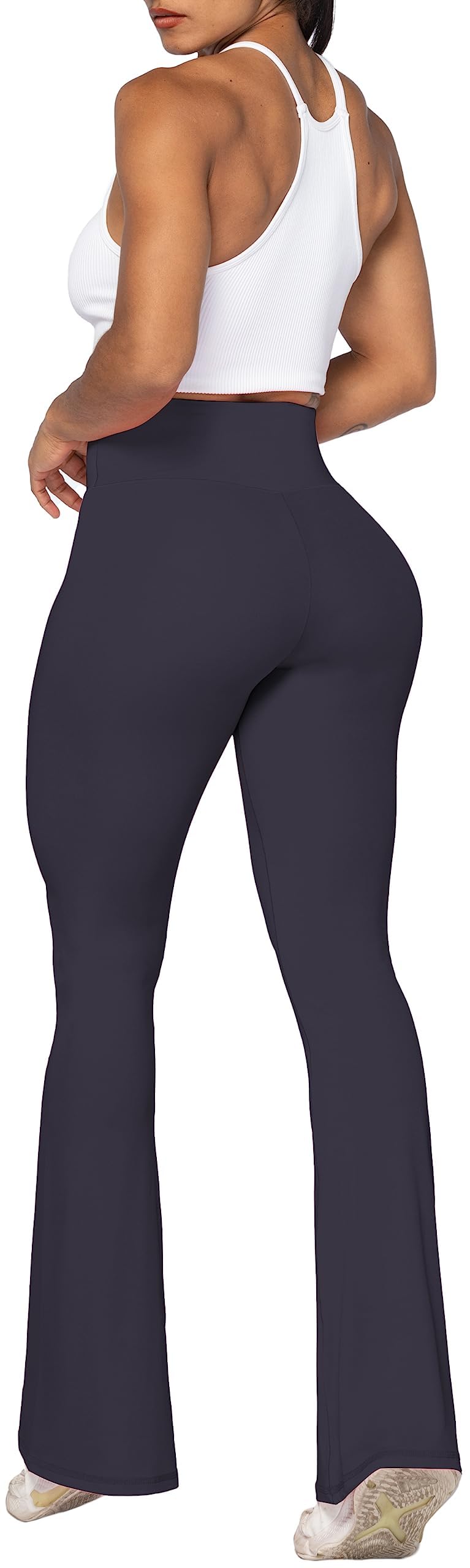 Sunzel Flare Leggings, Crossover Yoga Pants with Tummy Control, High-Waisted and Wide Leg, 28" Inseam, Graphite X-Small