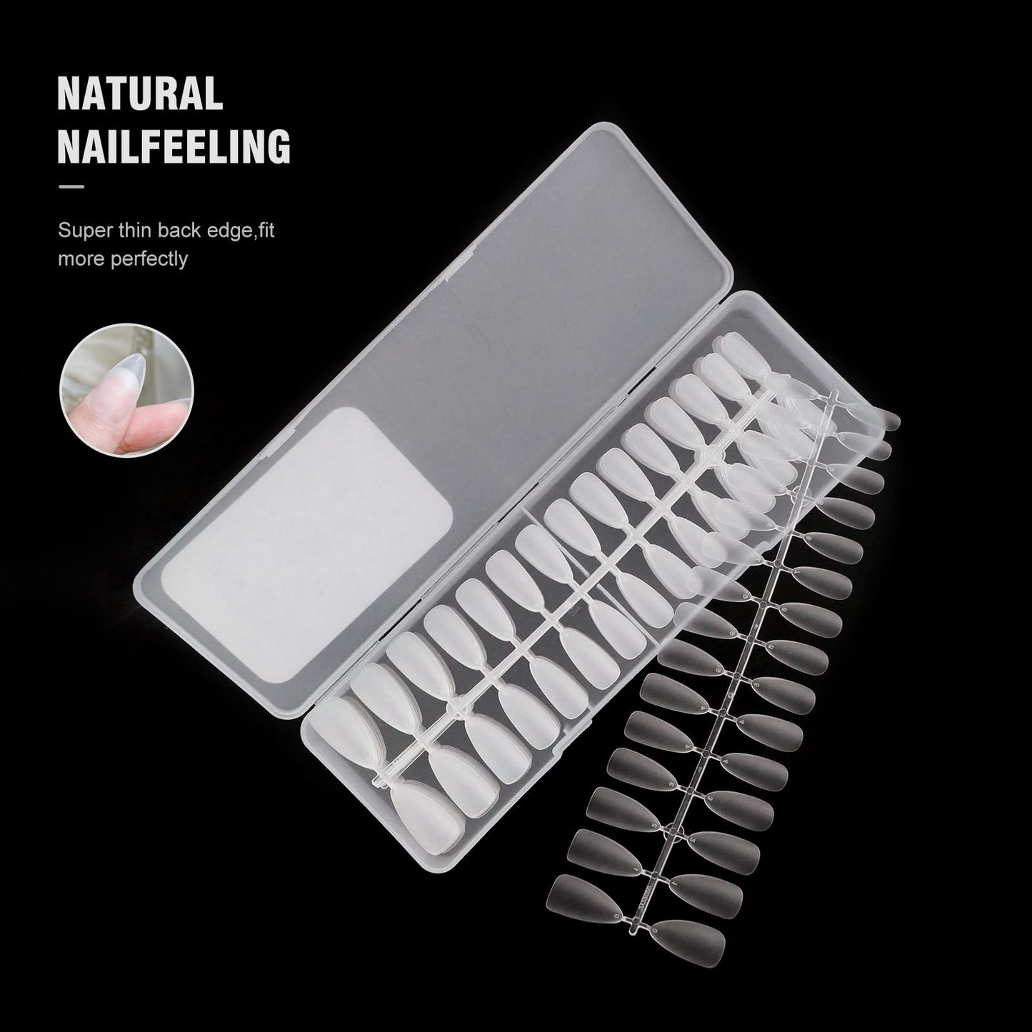 AddFavor Stiletto Nail Tips 300pcs Soft Gel Matte Point Nail Tips Medium Length Full Cover Acrylic False Fake Nails 12 Sizes for Women and Girls Press on Nails Nail Extension DIY Salon