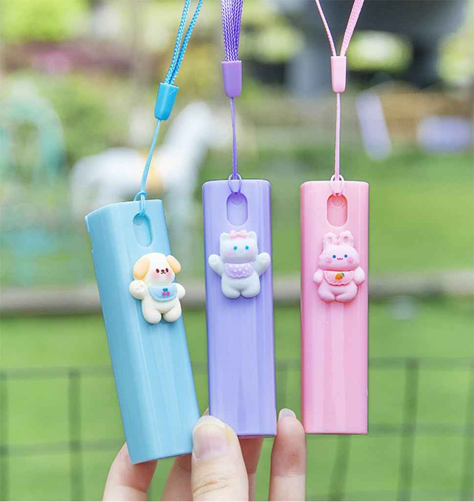 ZJSXINDI Cute Mini Spray Bottle, Travel Bottles with Keychain, 5 Pcs10ml - Portable Plastic Travel Bottles for Adults(Cute 5 Pcs/10ml)